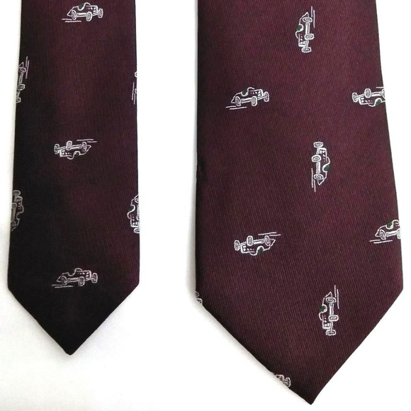 Mens Burgundy Banana Republic Cars 100% Silk Tie - Picture 2 of 6
